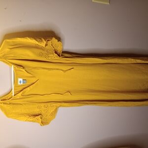 Yellow Eyelet Sleeve Dress